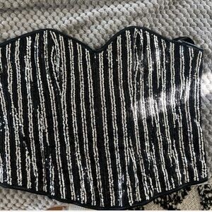 Black and Silver Sequin Corset